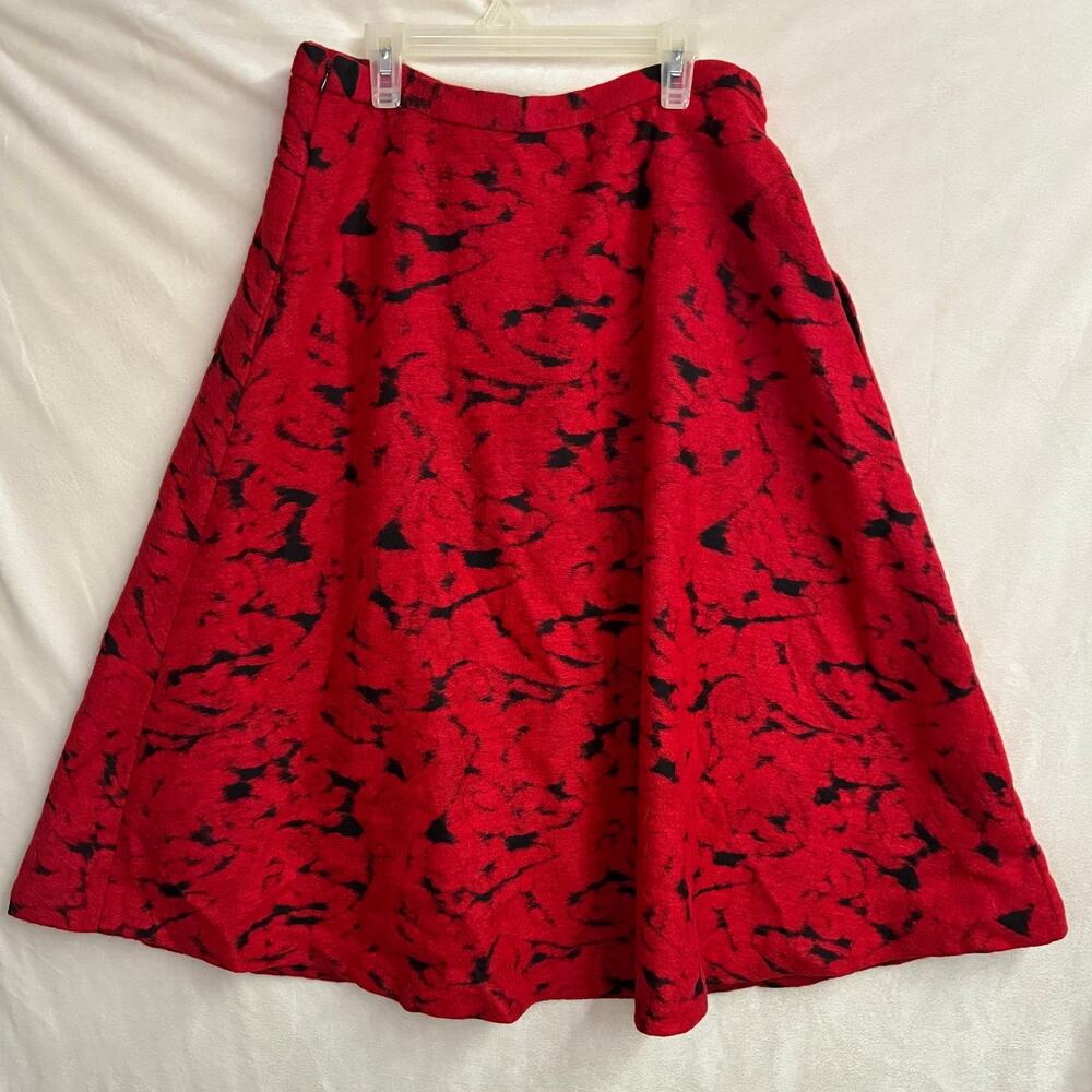 NWT Lord&Taylor 424 Fifth Women's‎ Skirt Size 10 Red Black Wool Blend Asymmetri